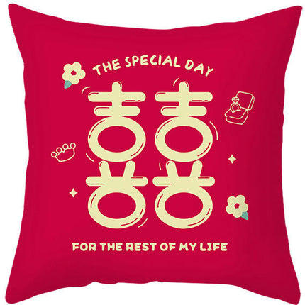 Red Throw Pillow Covers Wedding Square Pillowcase Sofa Cushion Waterproof Pillow Covers