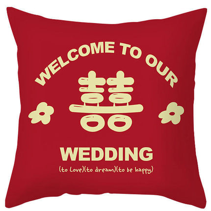 Red Throw Pillow Covers Wedding Square Pillowcase Sofa Cushion Waterproof Pillow Cover-A