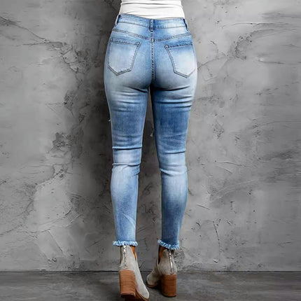 Women's Ripped Skinny Slim Fit Jeans Frayed Distressed Stretchy Denim Pants