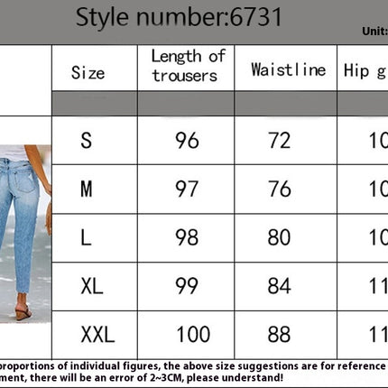 Women's Ripped Jeans Mid Waisted Distressed Boyfriend Denim Pants