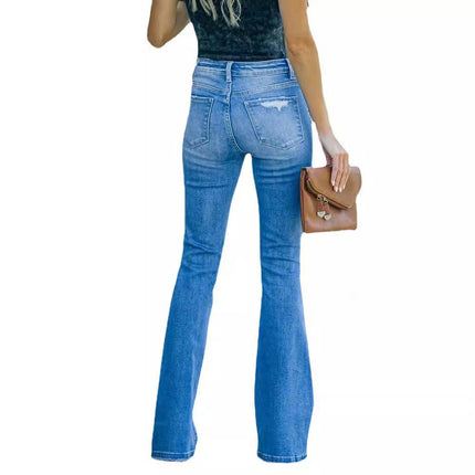 Women's Flare Bell Bottom Jeans Mid Waisted Wide Leg Bootcut Jeans Stretchy Denim Pants