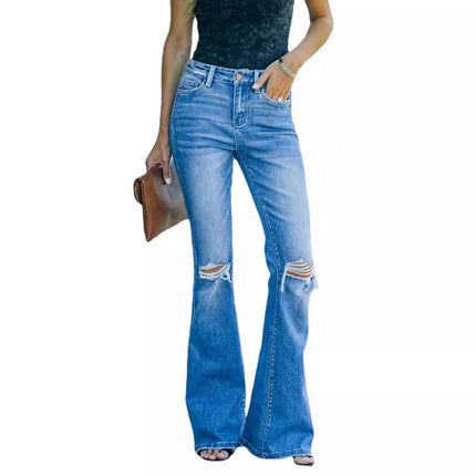 Women's Flare Bell Bottom Jeans Mid Waisted Wide Leg Bootcut Jeans Stretchy Denim Pants