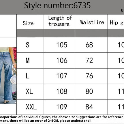 Women's Casual Mid Waisted Wide Leg Baggy Stretch Denim Jeans