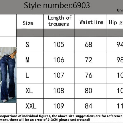 Women's High Waisted Flared Bottom Jeans Elastic Denim Pants