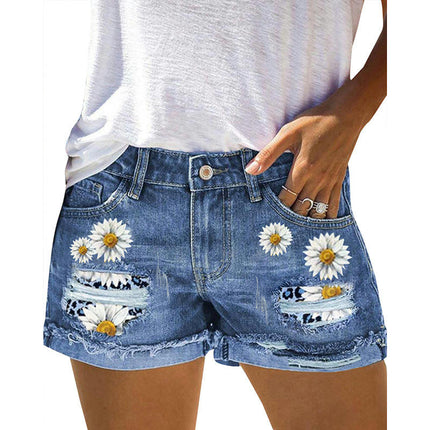 Women's Summer High Waisted Denim Shorts Folded Hem Casual Short Jeans