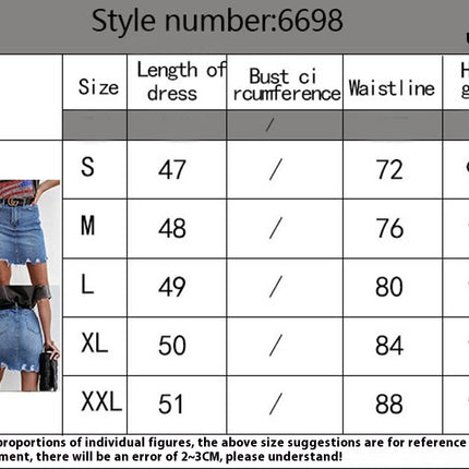 Women Denim Skirt High Waist Raw Hem Stretch Casual Mini Jean Skirts