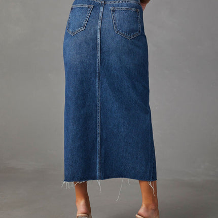 Women's Split Thigh High Waist Bodycon Maxi Denim Skirt