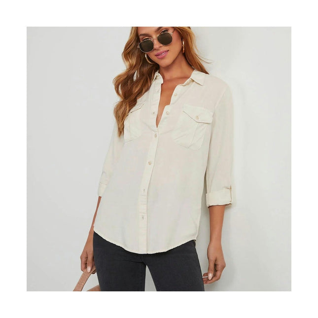 Women's Long Sleeve Collared Shirt Button Down Denim Blouse Jacket