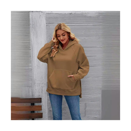 Women's Hoodies Side Slit Pullover Sweatshirt Casual Long Sleeve Clothes Top