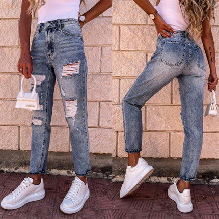 Boyfriend Ripped Jeans for Women High Waisted Distressed Denim Pants