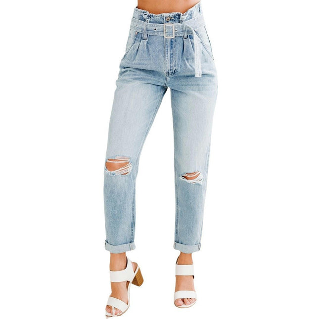 High Waist Ripped Jeans for Women Distressed Denim Pants