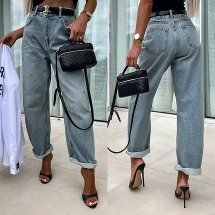 Womens Baggy Jeans High Waisted Loose Boyfriend Wide Leg Denim Pants