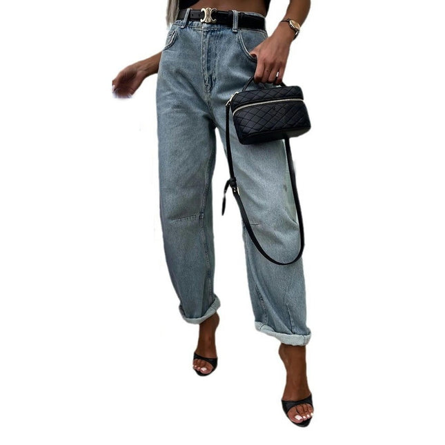 Womens Baggy Jeans High Waisted Loose Boyfriend Wide Leg Denim Pants