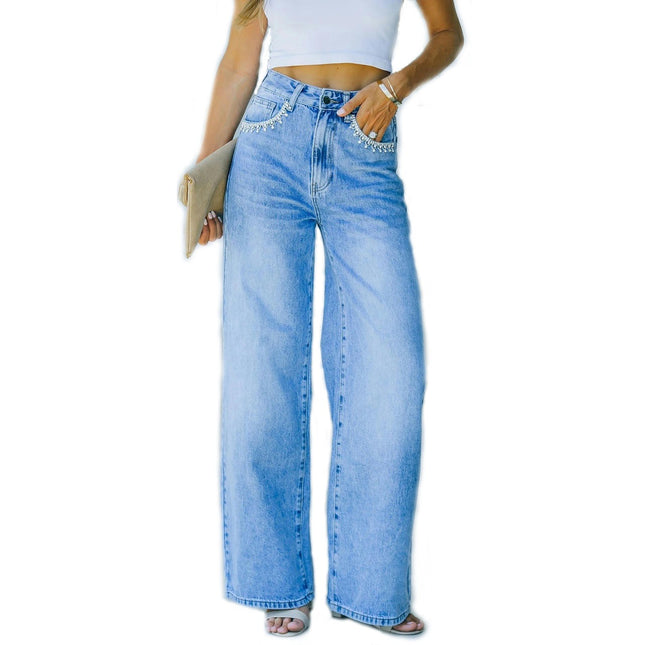 Women's High Waisted Baggy Jeans Boyfriend Wide Straight Leg Casual Denim Pants