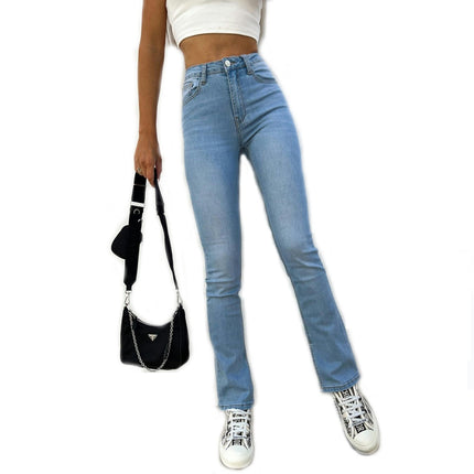 Women's Hight Waisted Stretch Jeans Skinny Split Denim Pants