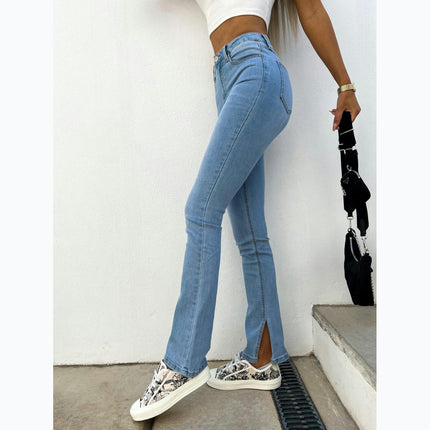 Women's Hight Waisted Stretch Jeans Skinny Split Denim Pants