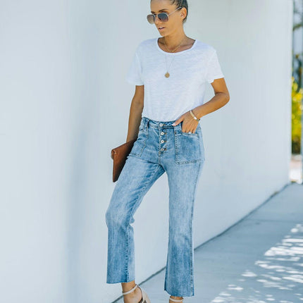 Flare Jeans for Women Trendy High Waisted Wide Leg Ankle Cropped Denim Pants