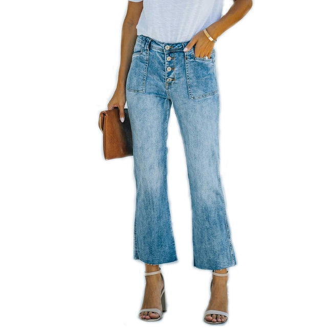 Flare Jeans for Women Trendy High Waisted Wide Leg Ankle Cropped Denim Pants