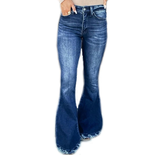 High Waisted Bell Bottom Jeans for Women Raw hem Flared Jean Pants