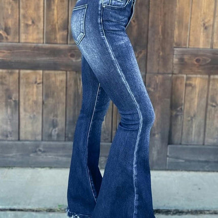 High Waisted Bell Bottom Jeans for Women Raw hem Flared Jean Pants