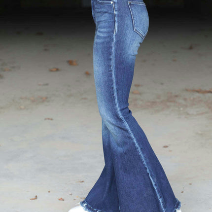 High Waisted Bell Bottom Jeans for Women Raw hem Flared Jean Pants