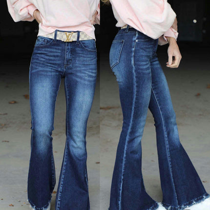 High Waisted Bell Bottom Jeans for Women Raw hem Flared Jean Pants