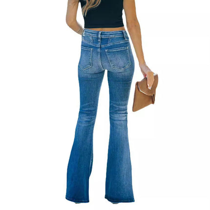 Bell Bottom Jeans for Women Stretchy Mid Waisted Flare Curvy Denim Pants