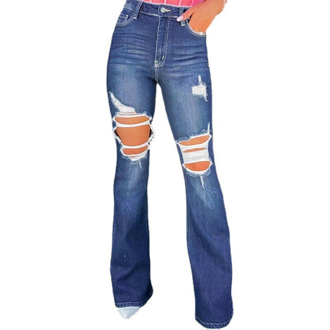 Bell Bottom Jeans for Women Ripped High Waisted Flare Denim Pants