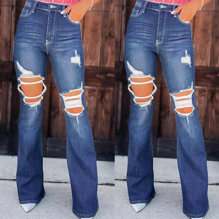 Bell Bottom Jeans for Women Ripped High Waisted Flare Denim Pants