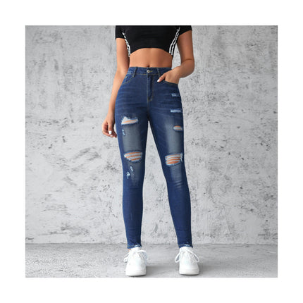 Women's Ripped Skinny Slim Fit Jeans Distressed Stretchy Denim Pants-A1