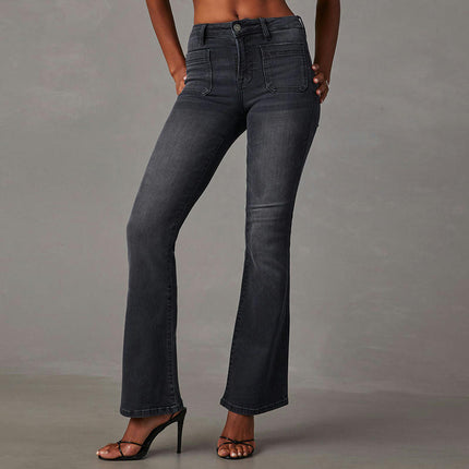 Women's High Waisted Bell Bottoms Jeans Skinny Stretch Flared Denim Pants