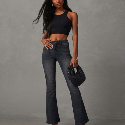 Women's High Waisted Bell Bottoms Jeans Skinny Stretch Flared Denim Pants