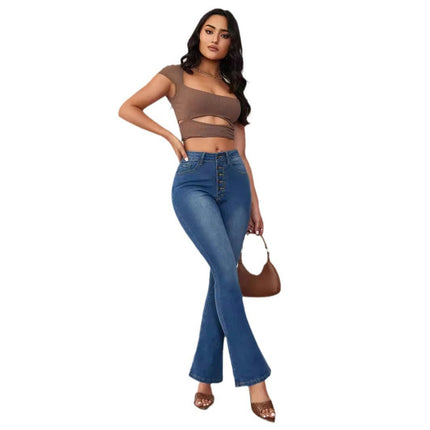 Flare Jeans for Women High Waist Stretch Bell Bottom Denim Pants