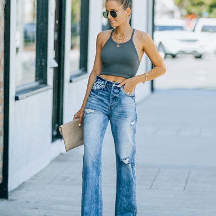 Wide Leg Jeans for Women Ripped High Waisted Baggy Denim Pants