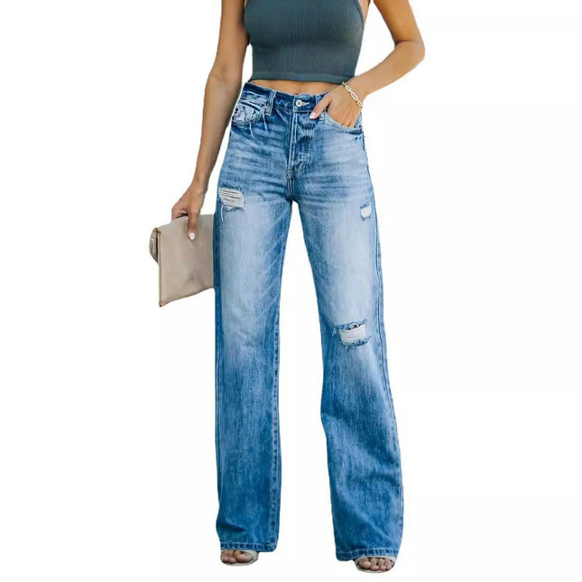 Wide Leg Jeans for Women Ripped High Waisted Baggy Denim Pants