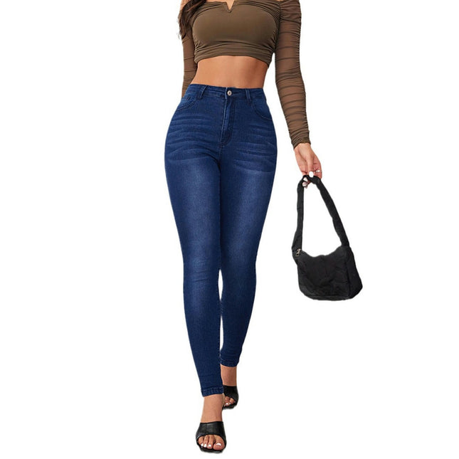 Women's Casual Stretch Jeans Skinny Trendy High Waist Denim Pants