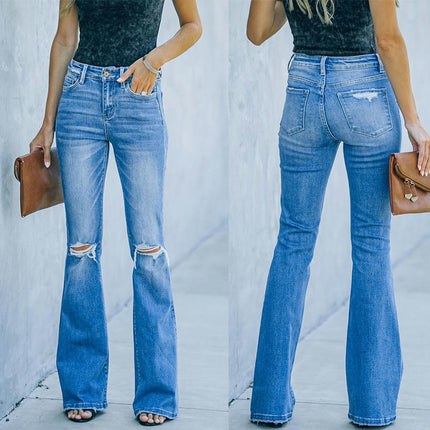 Bell Bottom Jeans for Women High Waisted Ripped Skinny Classic Flare Jean Pants