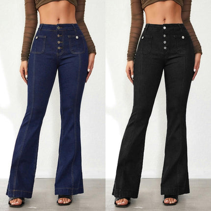 Trendy Flare Jeans for Women High Waisted Skinny Bell Bottom Denim Pants