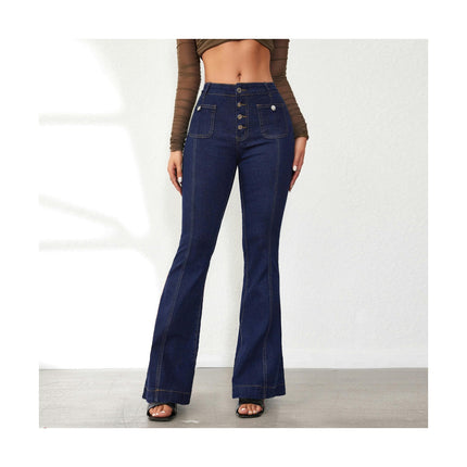 Trendy Flare Jeans for Women High Waisted Skinny Bell Bottom Denim Pants