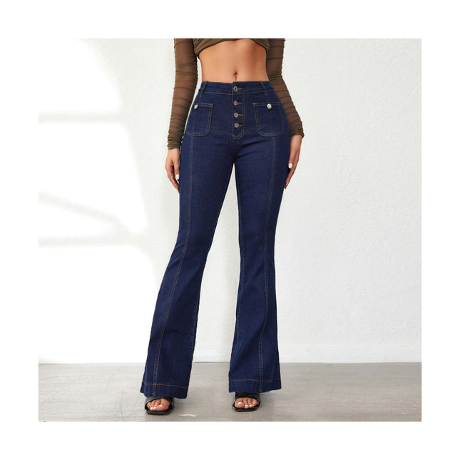 Trendy Flare Jeans for Women High Waisted Skinny Bell Bottom Denim Pants