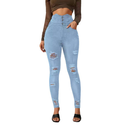 Skinny Ripped Jeans for Women High Waisted Stretch Slim Fit Distressed Denim Pants-A1