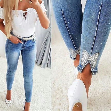 Women's Classic Skinny Jean High Waisted Stretch Slim Fit Denim Pants