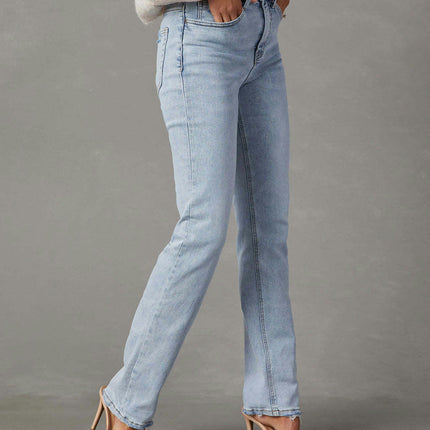 High Waisted Jeans for Women Straight Leg Trendy Stretch Denim Pants