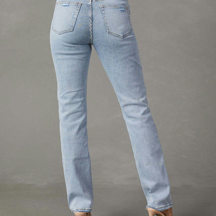 High Waisted Jeans for Women Straight Leg Trendy Stretch Denim Pants