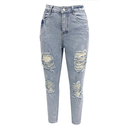 Women's Ripped Boyfriend Jeans Distressed Stretch Skinny Denim Pants