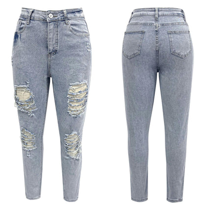 Women's Ripped Boyfriend Jeans Distressed Stretch Skinny Denim Pants