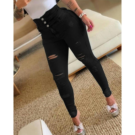 Women's Ripped Boyfriend Jeans Stretch Skinny Jean Trendy Distressed Jeans