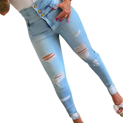 Women's Ripped Boyfriend Jeans Stretch Skinny Jean Trendy Distressed Jeans