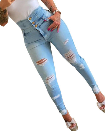 Women's Ripped Boyfriend Jeans Stretch Skinny Jean Trendy Distressed Jeans