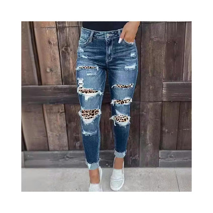 Women's High Waist Skinny Ripped Jeans Distressed Stretch Denim Pants